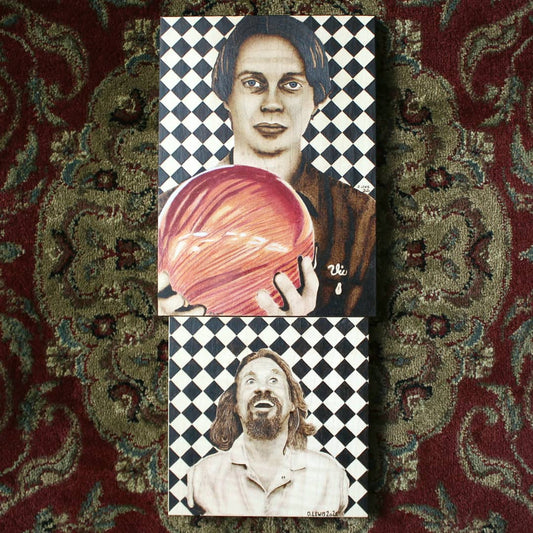 Big Lebowski Set of 2 - Handburned Portrait Art
