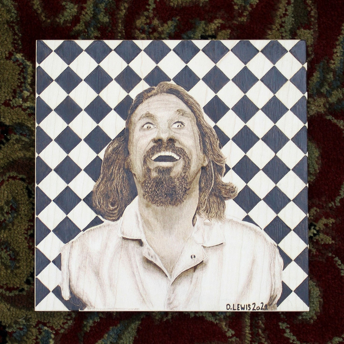 Big Lebowski Set of 2 - Handburned Portrait Art