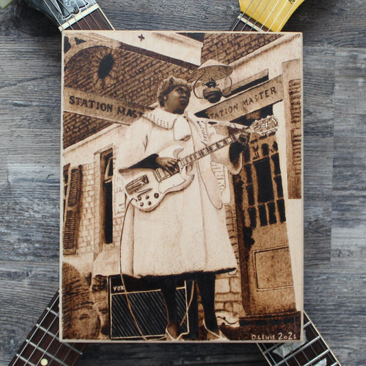 Sister Rosetta Tharpe Handburned Wood Art