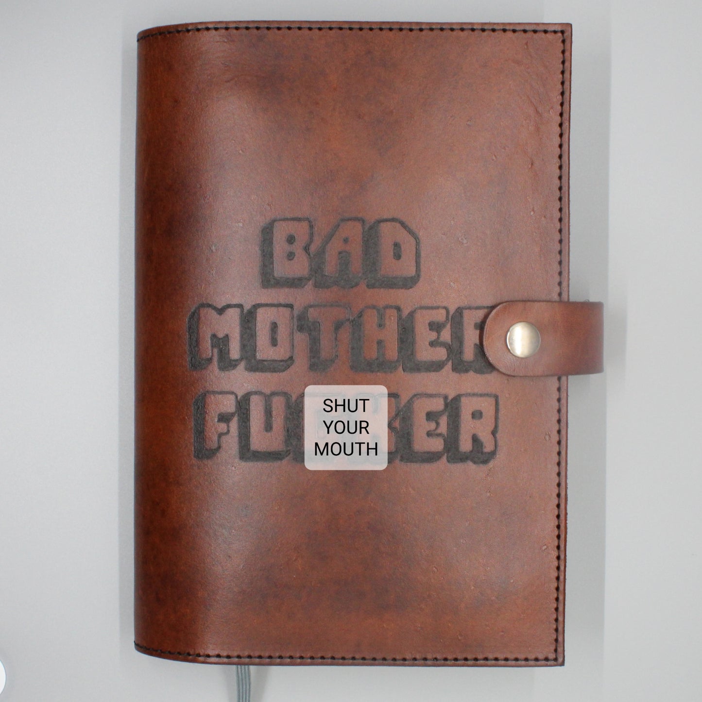 Pulp Fiction Inspired Handburned Leather Book Cover