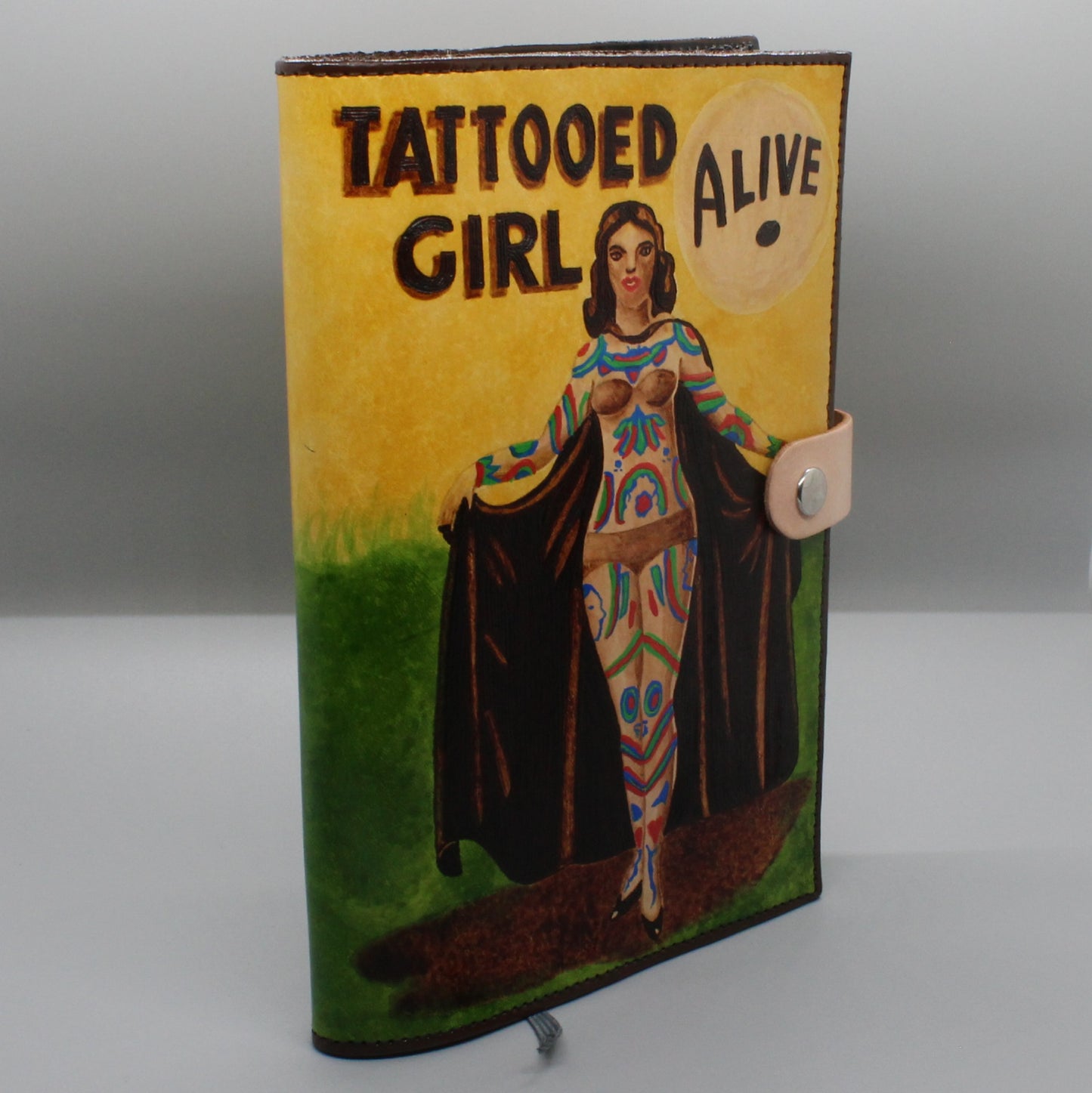 Tattooed Girl Handburned Leather Book Cover