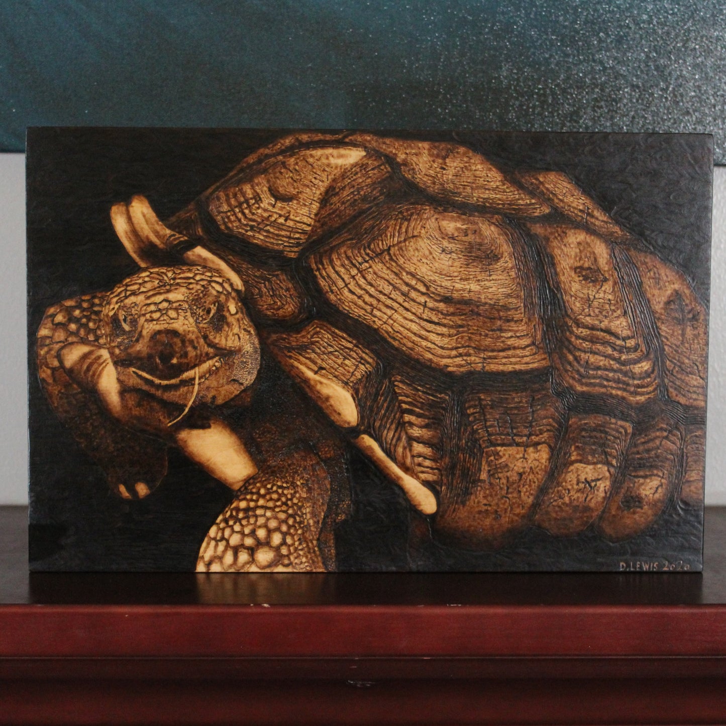 Tortoise Handburned Realism Wood Art